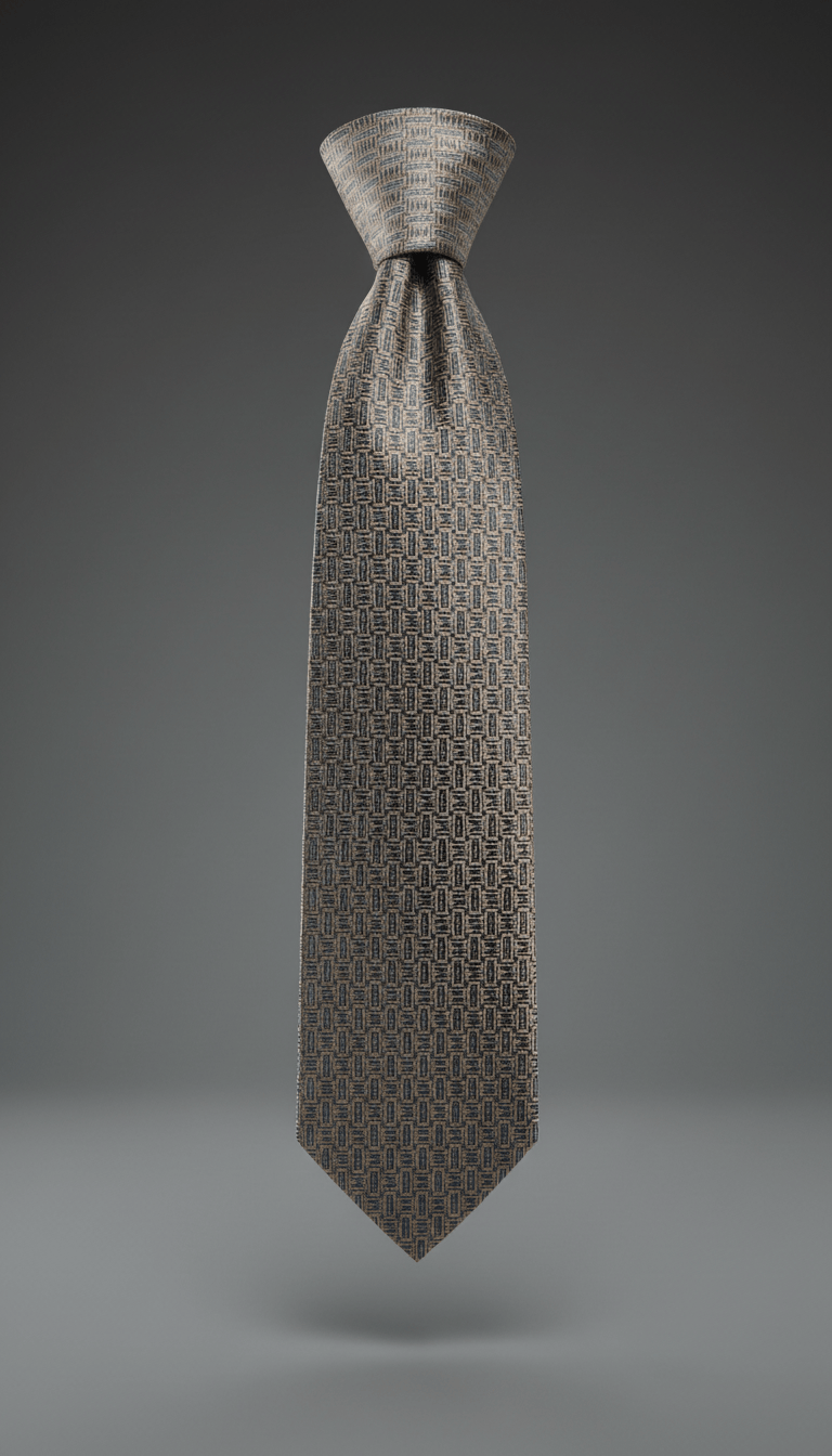 Cravate en soie taupe champagne à motif jacquard discret