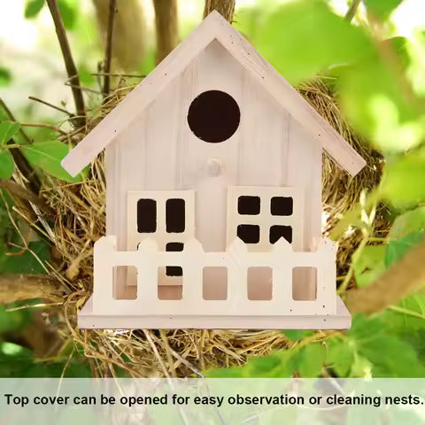 Maisonnette d'oiseaux en bois pour extérieur : nichoir suspendu et boîte d'élevage pour perroquets et petits oiseaux