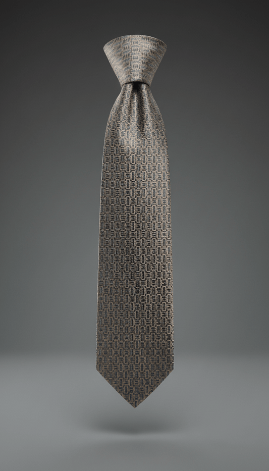 Cravate en soie taupe champagne à motif jacquard discret