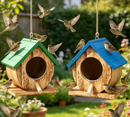 Nichoir Suspendu en Bois pour Oiseaux - Abri d'Extérieur Facile à Nettoyer pour Jardin