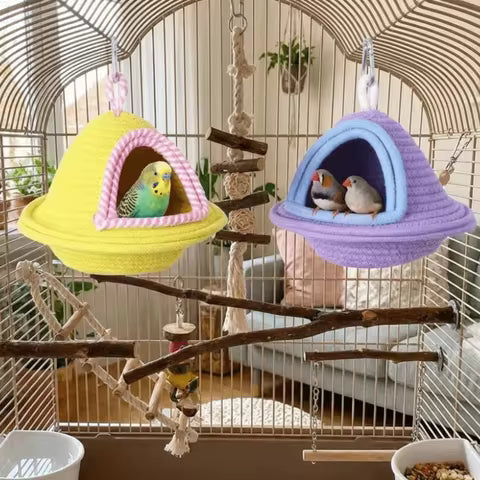 Nid d'Oiseau Confortable Tressé Main - Habitat Douillet et Résistant pour Perroquet
