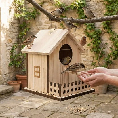 Nichoir Suspendu en Bois pour Oiseaux - Cage Perchoir et Boîte de Reproduction