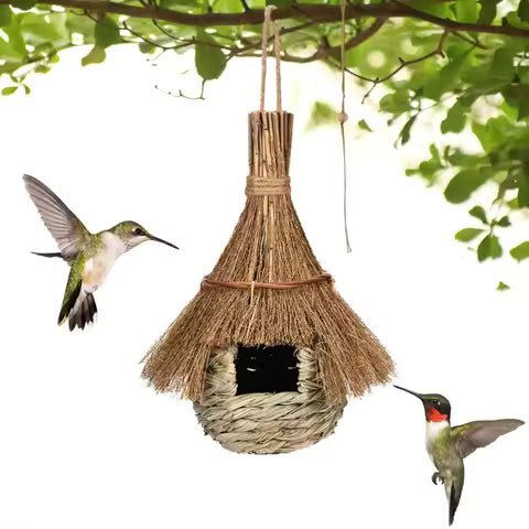 Nid d'oiseau écologique tissé à la main en paille - Abri confortable pour l'hiver