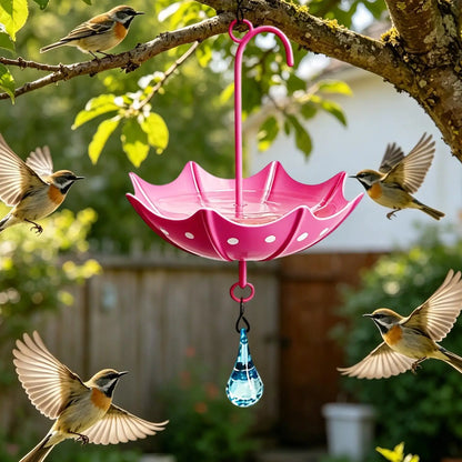 Abreuvoir Suspendu en Forme de Parapluie pour Oiseaux – Mangeoire Décorative pour Jardin, Balcon & Terrasse