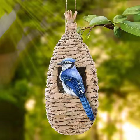 Nichoir décoratif tressé à la main pour jardin et extérieur