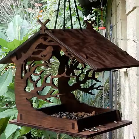 Mangeoire à Oiseaux Suspendue en Bois - Kit DIY pour Jardin et Cour