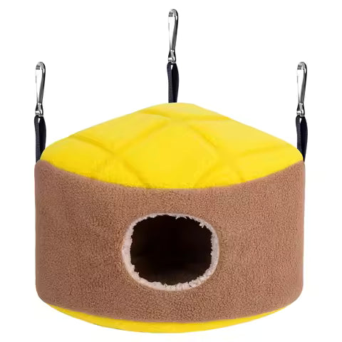 Nid d'Oiseau Peluche pour Hamsters Nains - Cachette Suspendue et Hamac Chaud