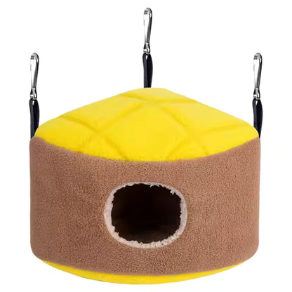 Nid d'Oiseau Peluche pour Hamsters Nains - Cachette Suspendue et Hamac Chaud