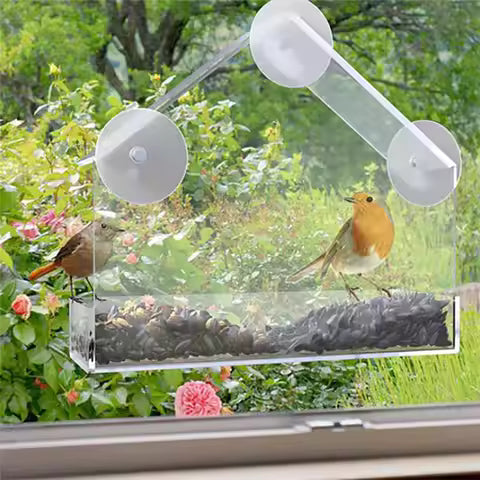 Mangeoire à Oiseaux Transparente avec Ventouse pour Fenêtre - Observation Facile des Oiseaux