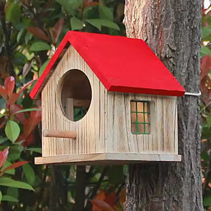 Maisonnette d'Oiseau Suspendue en Bois Fait Main - Nichoir Imperméable pour Extérieur et Boîte d'Élevage