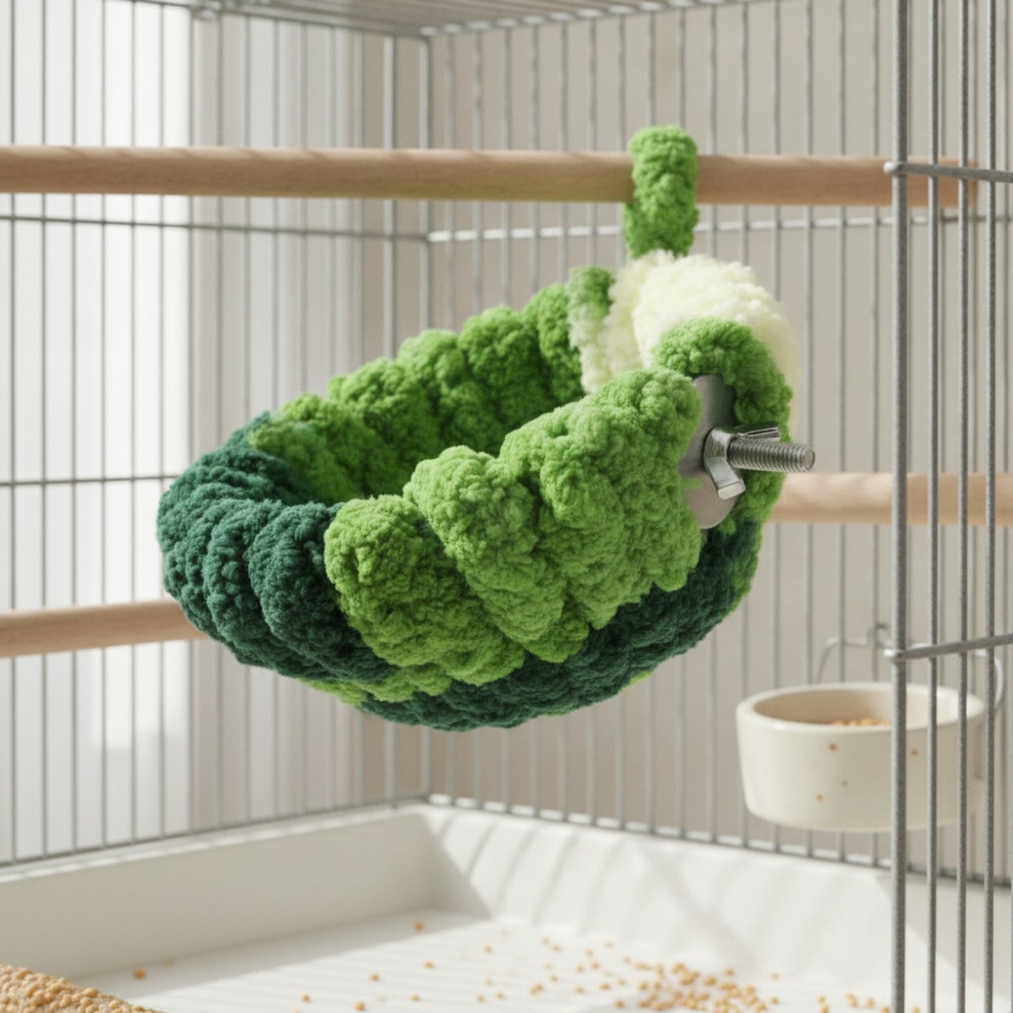 Nid Suspendu Douillet en Peluche pour Petits Oiseaux et Hamsters