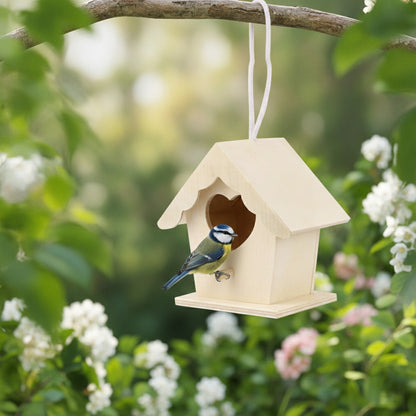 Mini Cage à Oiseaux en Bois Suspendue - Décoration de Jardin & Nid pour Perroquet
