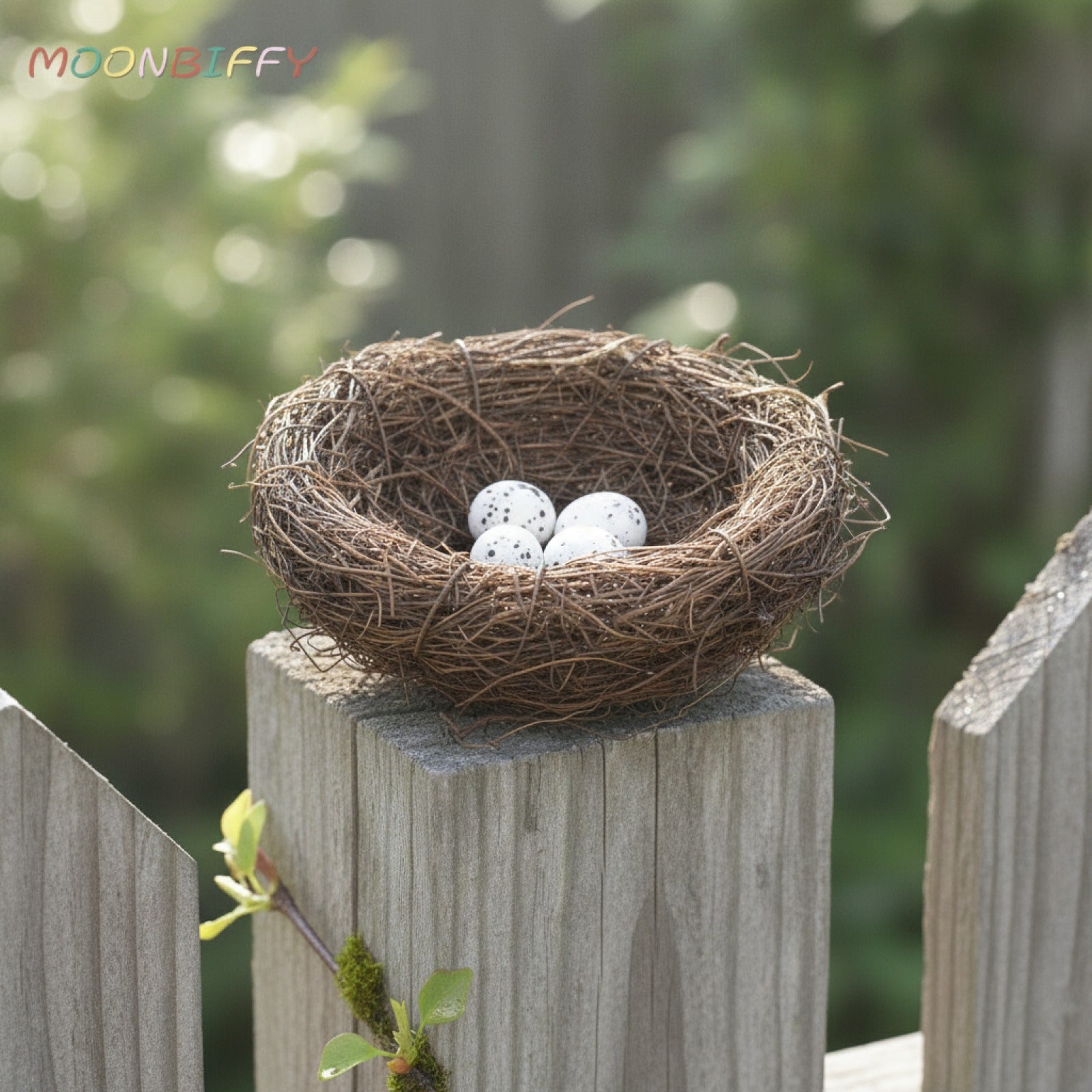 Nid d'oiseau rond en rotin fait main - Décoration artisanale pour jardin et maison