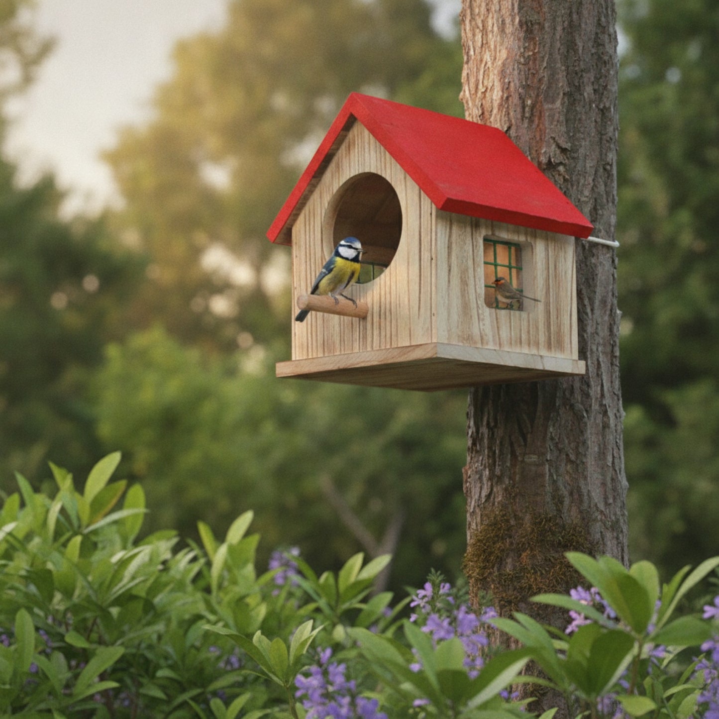 Maisonnette d'Oiseau Suspendue en Bois Fait Main - Nichoir Imperméable pour Extérieur et Boîte d'Élevage