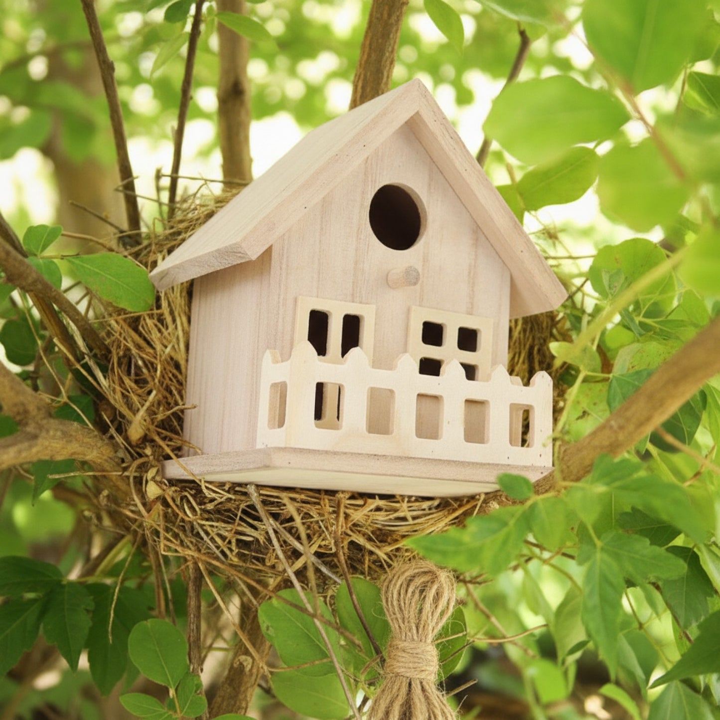 Maisonnette d'oiseaux en bois pour extérieur : nichoir suspendu et boîte d'élevage pour perroquets et petits oiseaux