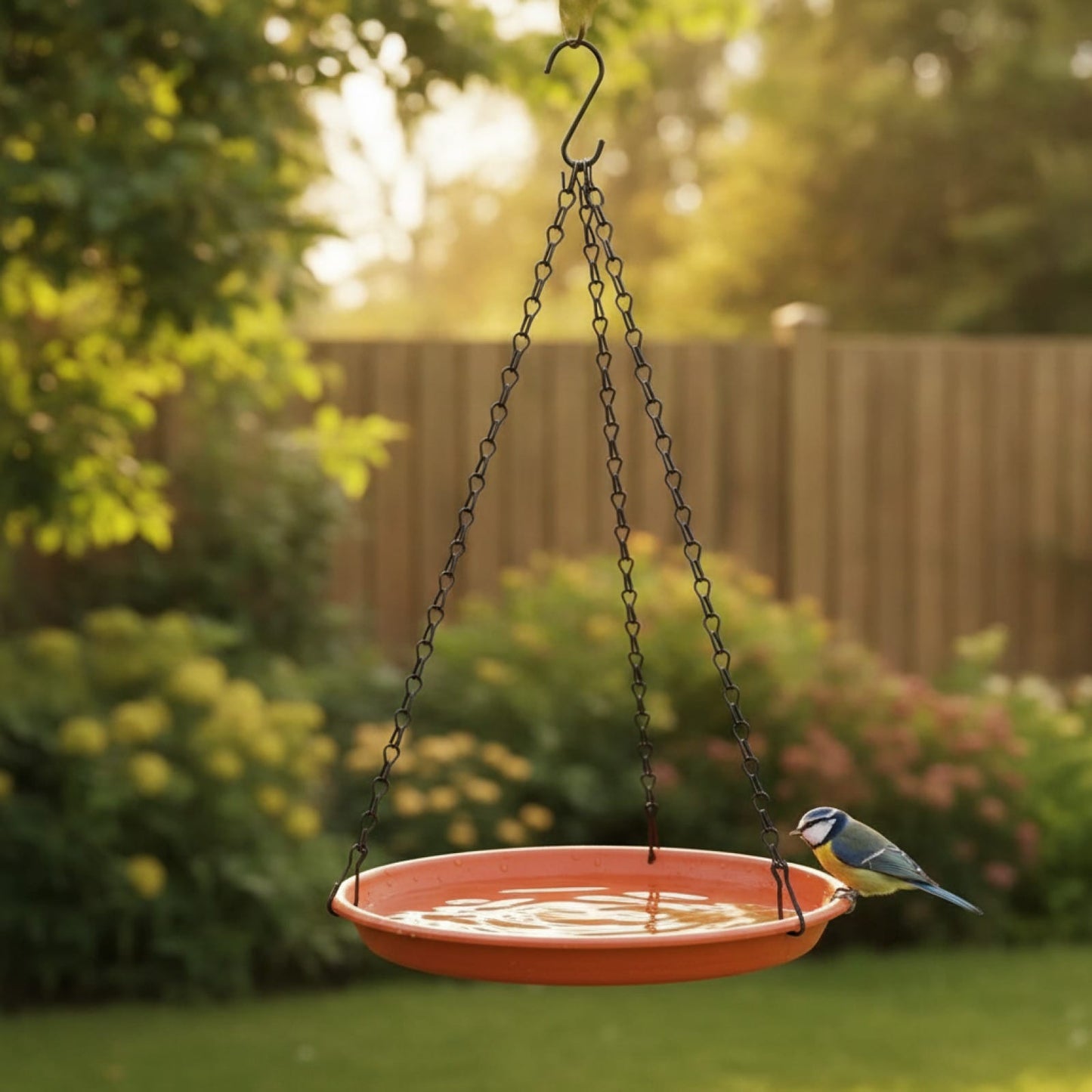 Mangeoire et Bain Rond Suspendu pour Oiseaux - Idéal Jardin & Cour