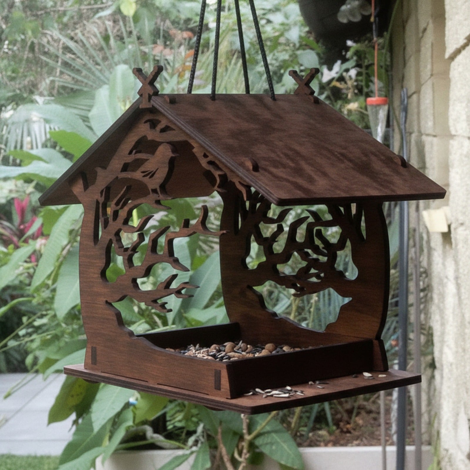 Mangeoire à Oiseaux Suspendue en Bois - Kit DIY pour Jardin et Cour