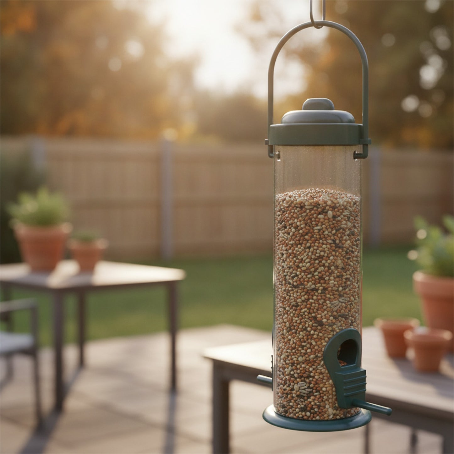 Mangeoire Suspendue pour Oiseaux - Distributeur Automatique Extérieur Multi-Trous