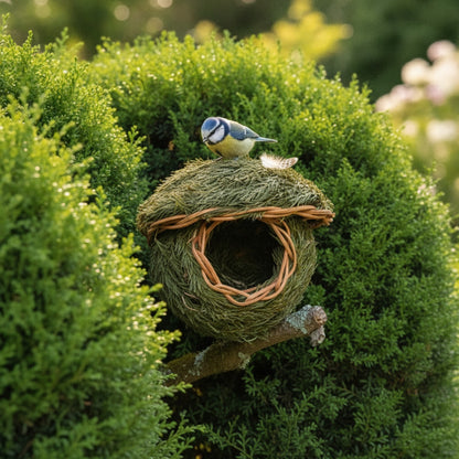 Maison d'oiseau en herbe naturelle, tissée à la main, abri pour petits oiseaux
