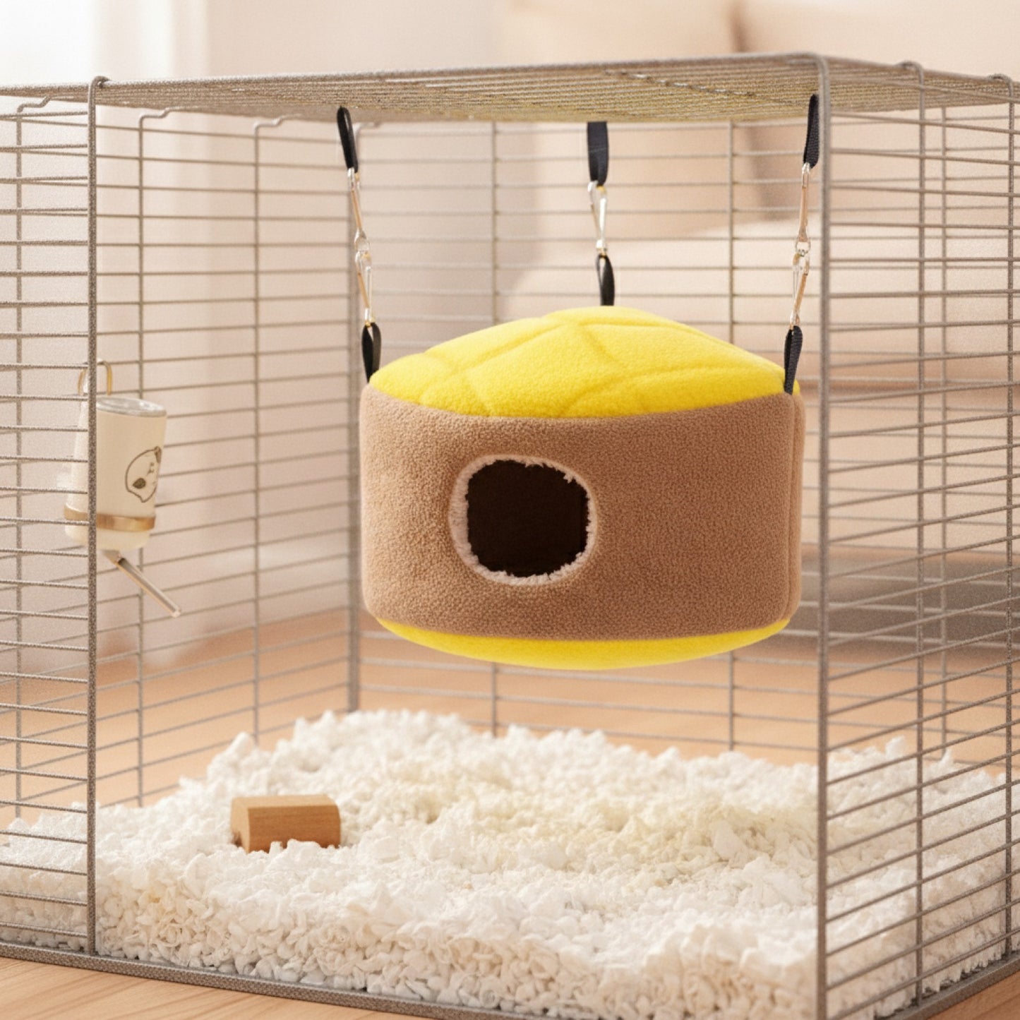 Nid d'Oiseau Peluche pour Hamsters Nains - Cachette Suspendue et Hamac Chaud
