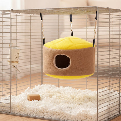 Nid d'Oiseau Peluche pour Hamsters Nains - Cachette Suspendue et Hamac Chaud