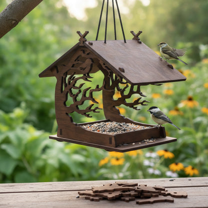 Mangeoire à Oiseaux Suspendue en Bois - Kit DIY pour Jardin et Cour