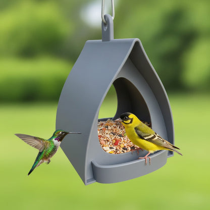 Mangeoire à Oiseaux Décorative en Forme de Cabane - Design Ouvert à Suspendre pour Jardin et Balcon