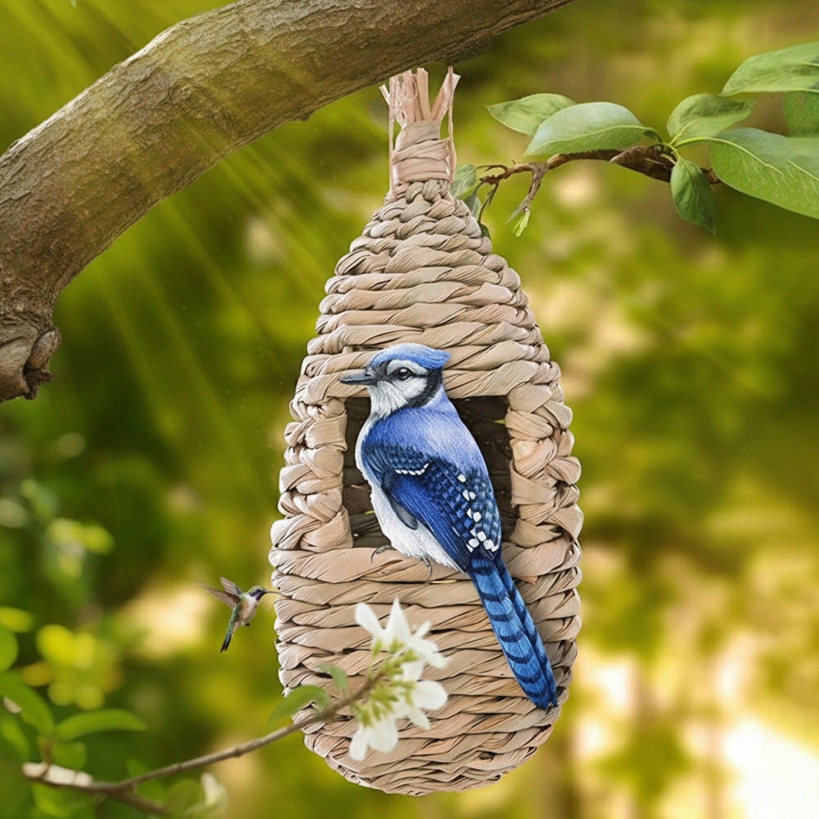 Nichoir décoratif tressé à la main pour jardin et extérieur