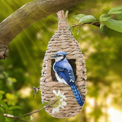 Nichoir décoratif tressé à la main pour jardin et extérieur