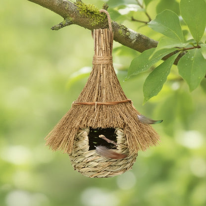 Nid d'oiseau écologique tissé à la main en paille - Abri confortable pour l'hiver