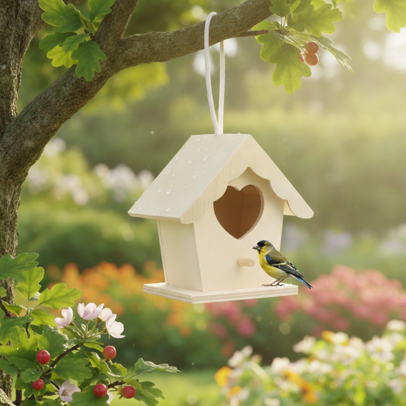 Mini Cage à Oiseaux en Bois Suspendue - Décoration de Jardin & Nid pour Perroquet