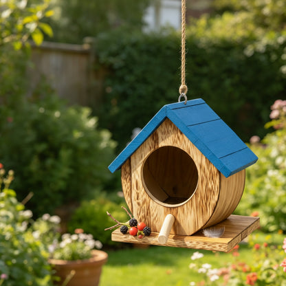 Nichoir Suspendu en Bois pour Oiseaux - Abri d'Extérieur Facile à Nettoyer pour Jardin