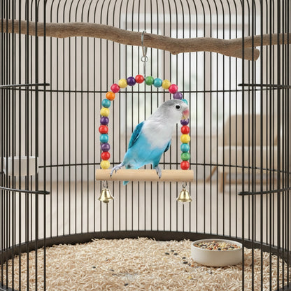 Balançoire en Bois pour Oiseaux et Perroquets - Jouet Suspendu pour Animaux de Compagnie