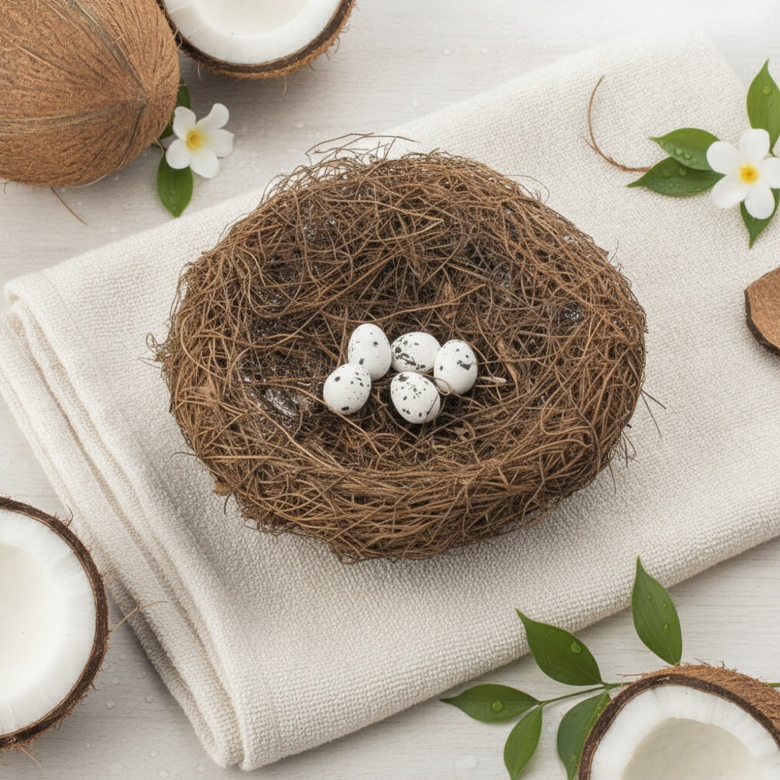Nid d'oiseau rond en rotin fait main - Décoration artisanale pour jardin et maison