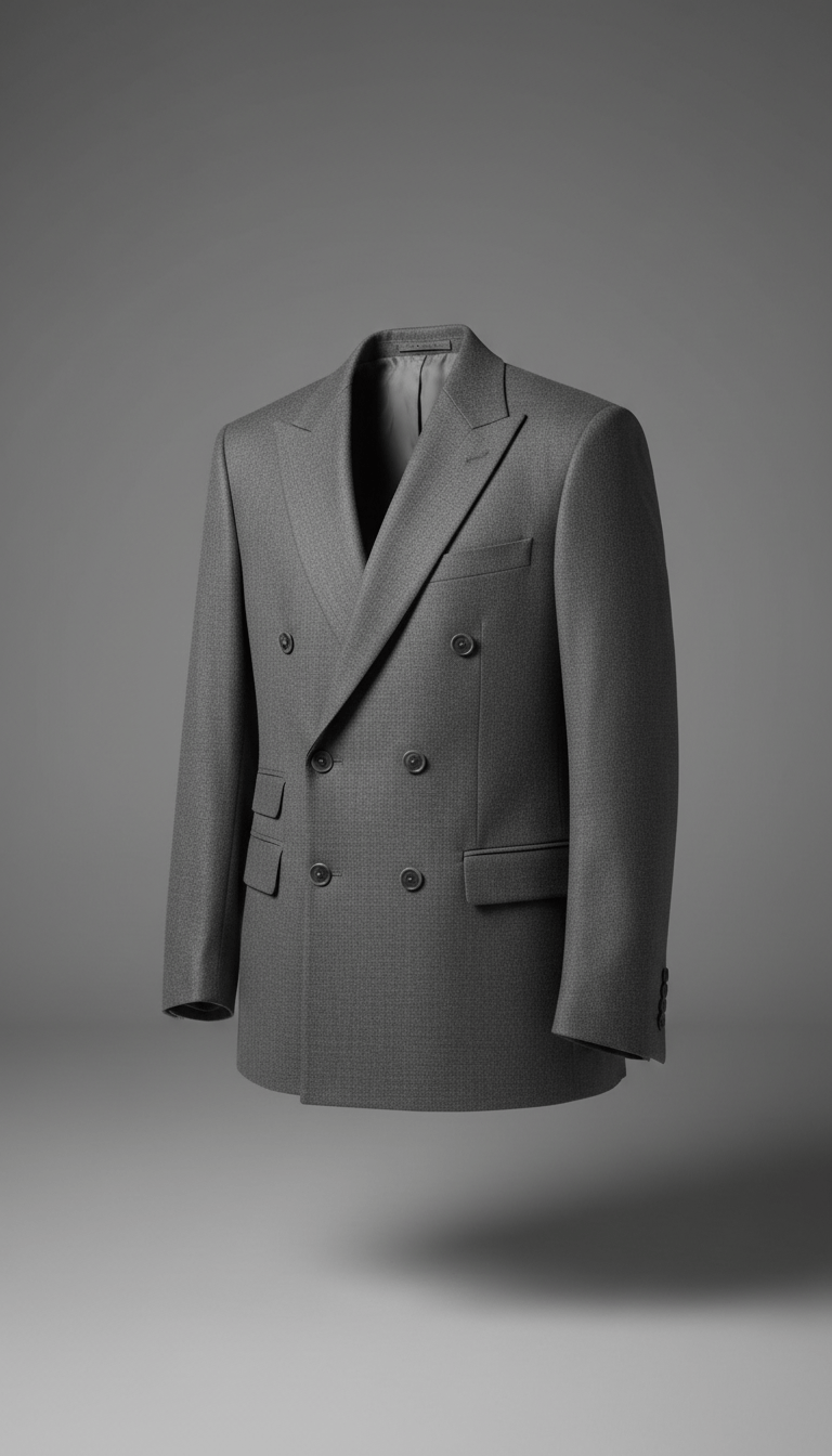 Blazer croisé gris fumée en laine