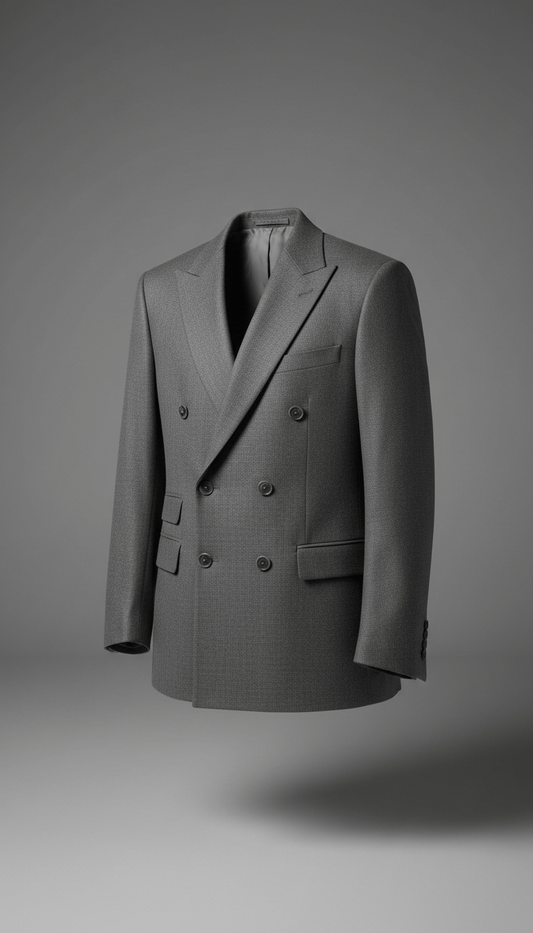 Blazer croisé gris fumée en laine