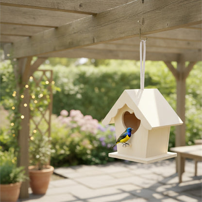 Mini Cage à Oiseaux en Bois Suspendue - Décoration de Jardin & Nid pour Perroquet