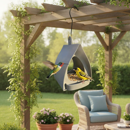 Mangeoire à Oiseaux Décorative en Forme de Cabane - Design Ouvert à Suspendre pour Jardin et Balcon
