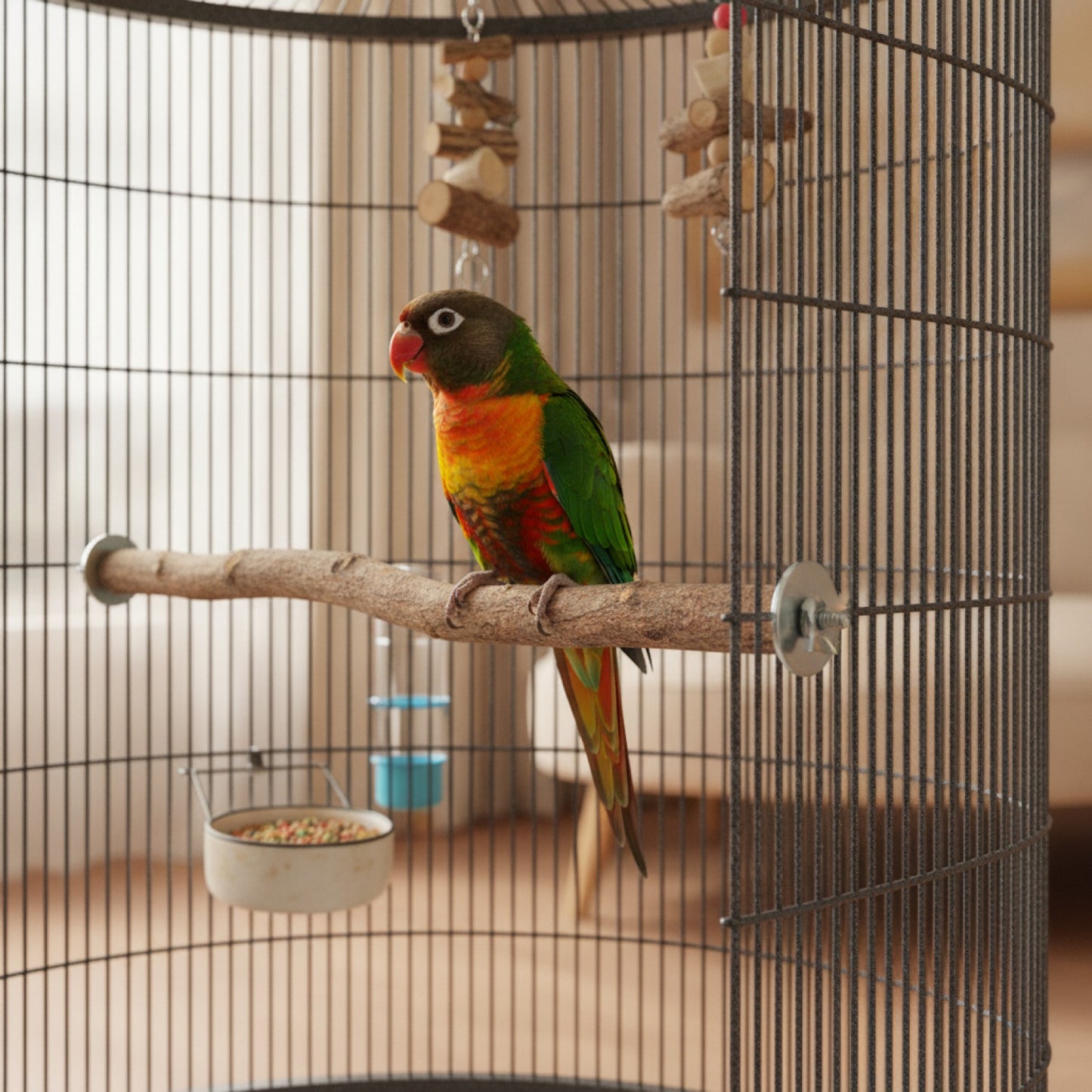 Perchoir Naturel en Bois Brut pour Oiseaux et Petits Rongeurs