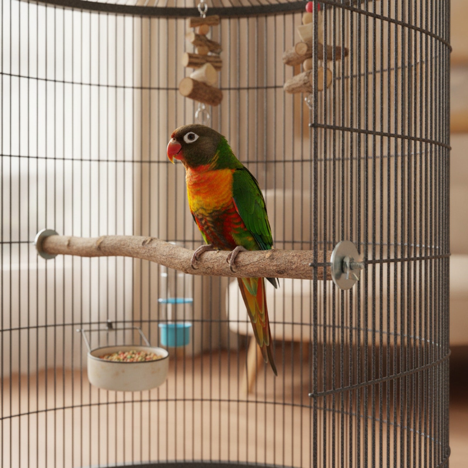 Perchoir Naturel en Bois Brut pour Oiseaux et Petits Rongeurs
