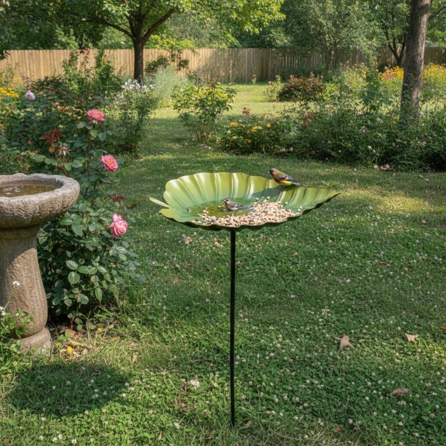 Mangeoire et Bain pour Oiseaux en Fer Antique - Décoration de Jardin Suspendu
