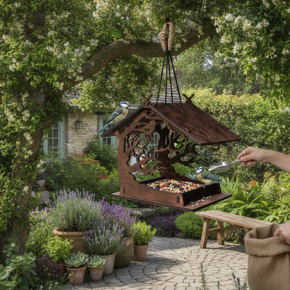Mangeoire à Oiseaux Suspendue en Bois - Kit DIY pour Jardin et Cour