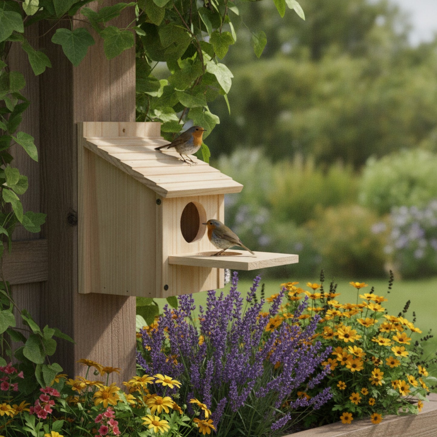 Nichoir en Bois Naturel pour Extérieur - Boîte d'Élevage DIY Sûre