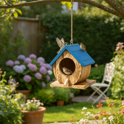 Nichoir Suspendu en Bois pour Oiseaux - Abri d'Extérieur Facile à Nettoyer pour Jardin