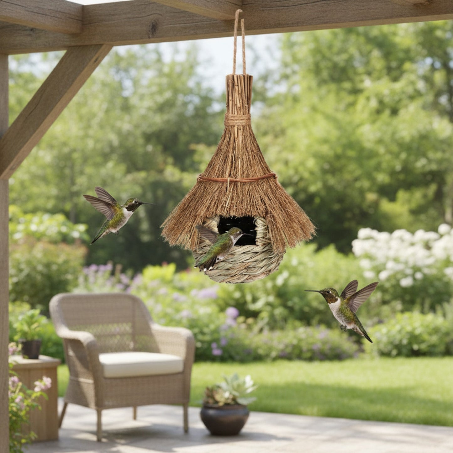 Nid d'oiseau écologique tissé à la main en paille - Abri confortable pour l'hiver