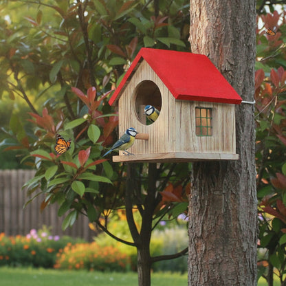 Maisonnette d'Oiseau Suspendue en Bois Fait Main - Nichoir Imperméable pour Extérieur et Boîte d'Élevage