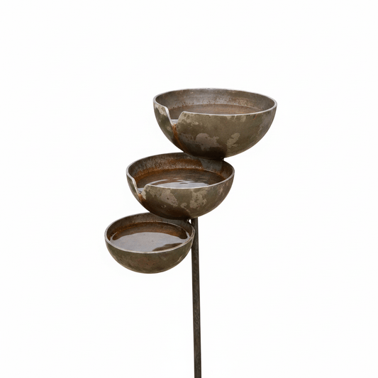 Abreuvoir 3 niveaux bronze sur fond blanc