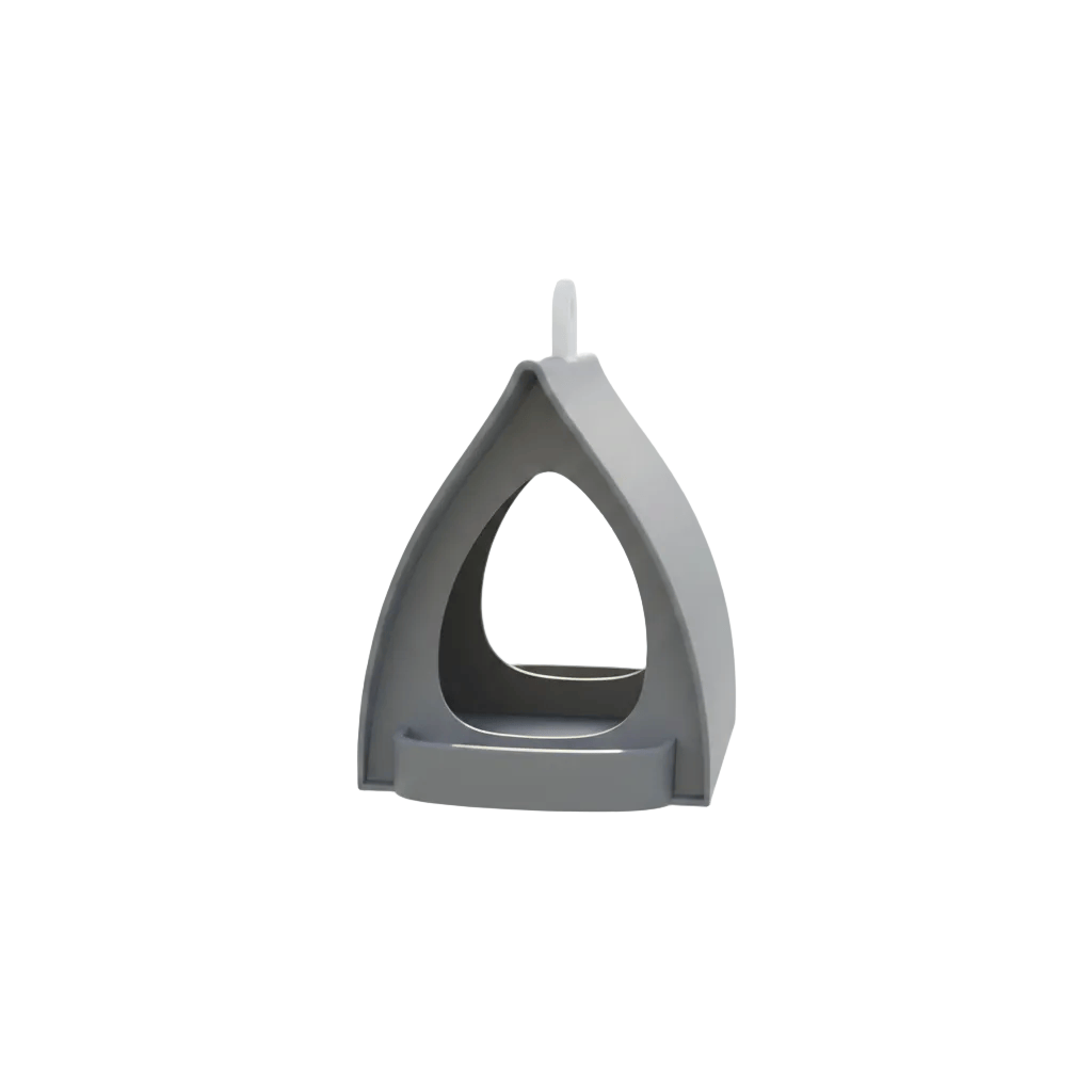 Mangeoire cabane gris anthracite sur fond blanc