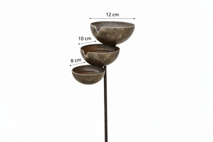 Abreuvoir 3 niveaux avec diamètres : 12 cm en haut, 10 cm au milieu, 8 cm en bas