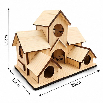 Nichoir multi-logements en bois naturel Le Nid Douillet avec plusieurs entrées pour mésanges et oiseaux du jardin
